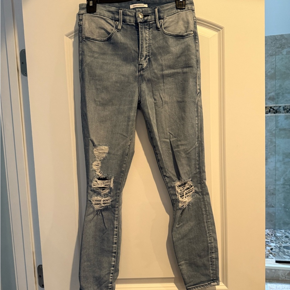 Good American Distressed Light Blue Skinny Women's Jeans